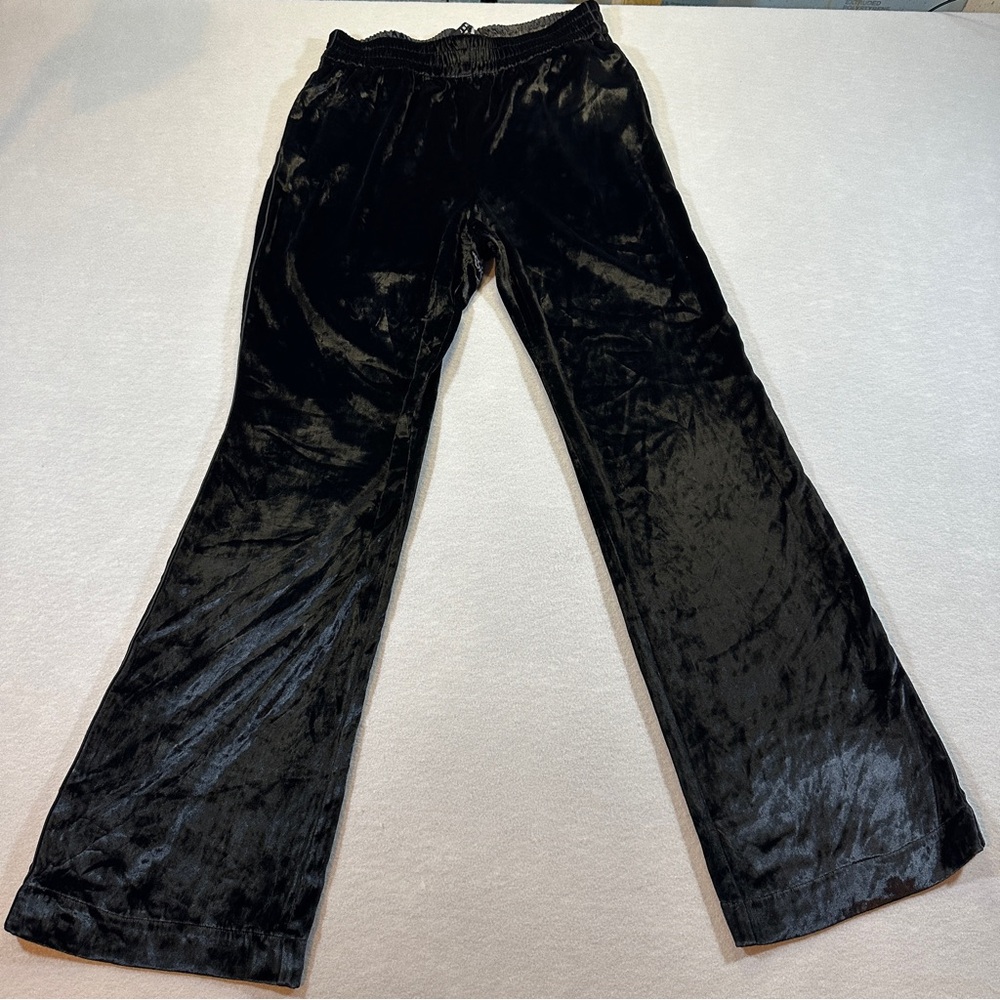 J Brand Black Velvet Pants Womens Large Elastic Waist‎ Soft Stretch Luxe Evening